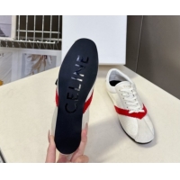 Best Product Celine The Flat Sneakers in Gros Grain, Velvet, Suede and Leather 0227042 White/Red 2026