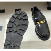 Hot Style Celine Calfskin Leather Platform Loafers with Chain Fringe 0227048 Black 2026