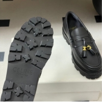Cheap Price Celine Calfskin Leather Platform Loafers with Tassel Charm Black 0227051 2026