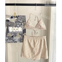 Low Cost Dior Oblique Bikini and Shorts Set 0723 Beige 2025
