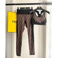 ​New Design Fendi FF Yoga Activewear Set 1112 Brown/Black 2025