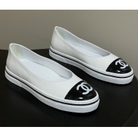 Best Product Chanel Lambskin Flat Shoes CH021301 White 2026