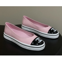 Popular Style Chanel Lambskin Flat Shoes CH021301 Pink 2026