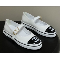 Good Quality Chanel Lambskin Mary Janes Ballet Flats CH021305 White 2026