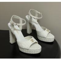 Good Looking Chanel Tweed Sandals G47029 White Spring-Summer 2026 Pre-collection