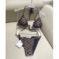 Original Cheap Celine Two-Pieces Swimwear with Logo Chain 1111 Brown 2025