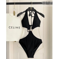 ​Top Quality Celine Two-Pieces Swimwear with Logo Circle 1111 Black 2025