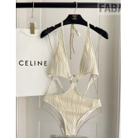 Super Quality Celine Two-Pieces Swimwear with Logo Circle 1111 White 2025