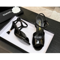Purchase Chanel Patent Leather Heel Sandals 7cm CH030601 Black 2026