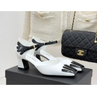 Charming Chanel Calfskin & Patent Leather Mary Janes Pumps CH030604 White 2026