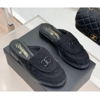 Best Grade Chanel Knit Flat Mules with CC Foldover G45474 Black 2026
