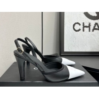 Cheap Price Chanel Lambskin Leather Slingbacks Pump 9cm G47084 Black/White 2026