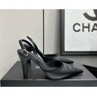 Low Price Chanel Lambskin Leather Slingbacks Pump 9cm G47084 Black2 2026