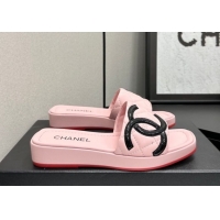 Hot Style Chanel Lambskin Leather Wedge Slides Sandal CH030605 Pink 2026