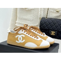 Luxury Chanel Calfskin Leather & Embossed Suede Sneakers G47125 Yellow 2026