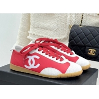 Grade Quality Chanel Calfskin Leather & Embossed Suede Sneakers G47125 Red 2026
