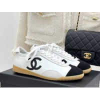 Classic Hot Chanel Calfskin Leather & Embossed Suede Sneakers G47125 White2 2026