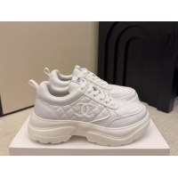 Durable Chanel Quilted Calfskin Leather Sneakers CH030606 White2 2026