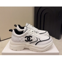 Unique Style Chanel Quilted Calfskin Leather Sneakers CH030606 White/Black 2026