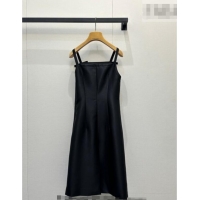 Low Cost Miu Miu Satin Fabric Long Dress with Bow MM031009 Black 2026
