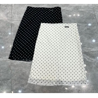 Famous Brand Miu Miu Silk Dotted Skirt MM031005 White/Black 2026