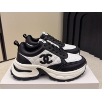 Best Grade Chanel Quilted Calfskin Leather Platform Sneakers CH030608 White/Black2 2026