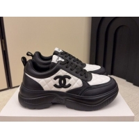 Cheap Price Chanel Quilted Calfskin Leather Platform Sneakers CH030608 White2/Black 2026