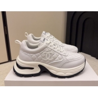 Top Grade Chanel Quilted Calfskin Leather Platform Sneakers CH030608 White Upper 2026