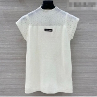 Luxury Cheap Miu Miu Knit Shirt with Strass 0310 White 2026