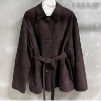 Good Taste Miu Miu Suede Jacket 0310 Dark Brown 2026