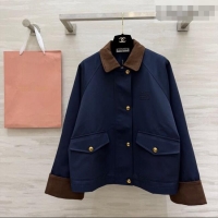 ​Super Quality Miu Miu Fabric and Suede Jacket MM031004 Dark Blue 2026