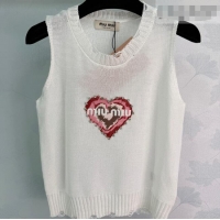 Buy Discount Miu Miu Knit Heart Vest MM031010 White 2026