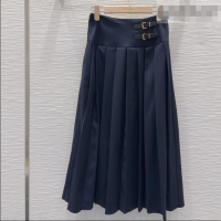 Pretty Style Miu Miu Long Skirt with Buckle MM031101 Dark Blue 2026