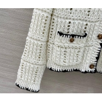 Inexpensive Chanel Cotton Knit Cardigan CH031104 White 2026