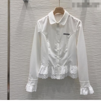 Grade Quality Miu Miu Ruffled Shirt MM031102 White 2026