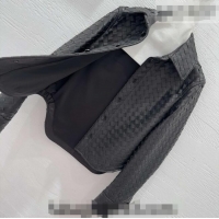 Best Grade Bottega Veneta Woven Lambskin Leather Jacket BV031101 Black 2026