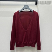 Luxury Cheap Prada V-Shaped Knit Shirt PR031107 Dark Red 2026