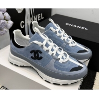 Pretty Style Chanel Calfskin Leather & Suede Sneakers G47010 Blue 2026