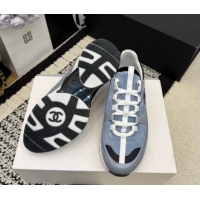 Pretty Style Chanel Calfskin Leather & Suede Sneakers G47010 Blue 2026