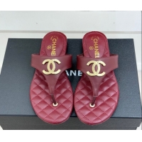 Best Price Chanel Lambskin Leather Flat Slides Sandal CH030609 Burgundy 2026