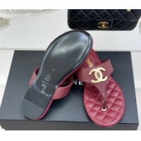 Best Price Chanel Lambskin Leather Flat Slides Sandal CH030609 Burgundy 2026