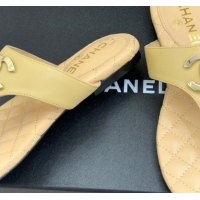 Unique Style Chanel Lambskin Leather Flat Slides Sandal CH030609 Beige 2026