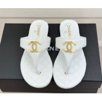 Good Product Chanel Lambskin Leather Flat Slides Sandal CH030609 White 2026