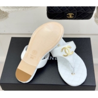 Good Product Chanel Lambskin Leather Flat Slides Sandal CH030609 White 2026