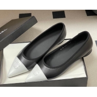 Best Product Chanel Lambskin Leather Pointed Ballet Flats G47081 Black/White2 2026