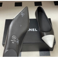 Best Product Chanel Lambskin Leather Pointed Ballet Flats G47081 Black/White2 2026