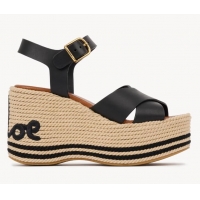 ​Big Discount Chloe Sand Wedge Sandal With Calfskin Heel 10.5cm 26905 Black