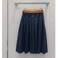 New Design Miu Miu Denim Striped Skirt MM031101 Blue 2026