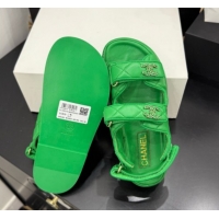 Buy Discount Chanel Lambskin Leather Strap Flat Sandals with Chain CC CH030614 Green 2026