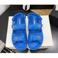 Pretty Style Chanel Lambskin Leather Strap Flat Sandals with Chain CC CH030614 Sky Blue 2026